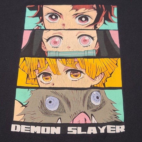 Demon Slayer Other - Demon Slayer Graphic T-Shirt Mens 2XL Black Tanjiro Nezuko Zenitsu Inosuke Eyes